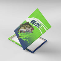 Bass Master Fishing Canvas Wall Art with Jumping Largemouth Bass and Green Wave Pattern - Wonder Print Shop