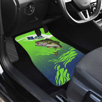 Bass Master Fishing Car Mats with Jumping Largemouth Bass and Green Wave Pattern - Wonder Print Shop