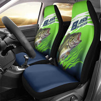 Bass Master Fishing Car Seat Cover with Jumping Largemouth Bass and Green Wave Pattern - Wonder Print Shop