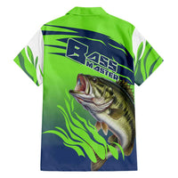 Bass Master Fishing Family Matching Long Sleeve Bodycon Dress and Hawaiian Shirt with Jumping Largemouth Bass and Green Wave Pattern - Wonder Print Shop