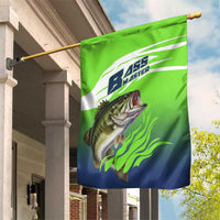Bass Master Fishing Garden Flag with Jumping Largemouth Bass and Green Wave Pattern - Wonder Print Shop