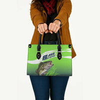 Bass Master Fishing Leather Bag with Jumping Largemouth Bass and Green Wave Pattern - Wonder Print Shop