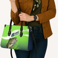 Bass Master Fishing Leather Bag with Jumping Largemouth Bass and Green Wave Pattern - Wonder Print Shop