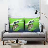 Bass Master Fishing Pillow Cover with Jumping Largemouth Bass and Green Wave Pattern - Wonder Print Shop