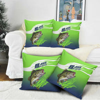Bass Master Fishing Pillow Cover with Jumping Largemouth Bass and Green Wave Pattern - Wonder Print Shop