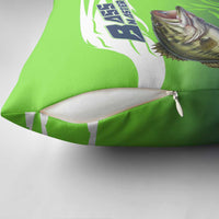 Bass Master Fishing Pillow Cover with Jumping Largemouth Bass and Green Wave Pattern - Wonder Print Shop
