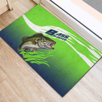 Bass Master Fishing Rubber Doormat with Jumping Largemouth Bass and Green Wave Pattern - Wonder Print Shop