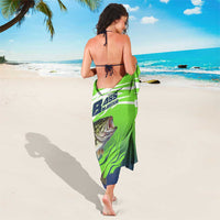 Bass Master Fishing Sarong with Jumping Largemouth Bass and Green Wave Pattern - Wonder Print Shop