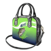Bass Master Fishing Shoulder Handbag with Jumping Largemouth Bass and Green Wave Pattern - Wonder Print Shop
