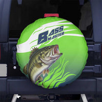 Bass Master Fishing Spare Tire Cover with Jumping Largemouth Bass and Green Wave Pattern - Wonder Print Shop