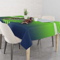 Bass Master Fishing Tablecloth with Jumping Largemouth Bass and Green Wave Pattern - Wonder Print Shop