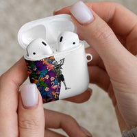 Skeleton Golfer AirPods Case with Tropical Flamingo Leaves Pattern and Colorful Floral Background - Wonder Print Shop