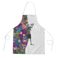 Skeleton Golfer Apron with Tropical Flamingo Leaves Pattern and Colorful Floral Background - Wonder Print Shop
