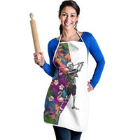 Skeleton Golfer Apron with Tropical Flamingo Leaves Pattern and Colorful Floral Background - Wonder Print Shop