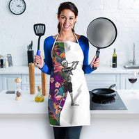 Skeleton Golfer Apron with Tropical Flamingo Leaves Pattern and Colorful Floral Background - Wonder Print Shop