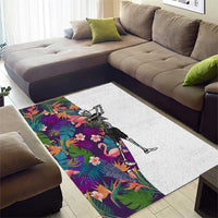 Skeleton Golfer Area Rug with Tropical Flamingo Leaves Pattern and Colorful Floral Background - Wonder Print Shop