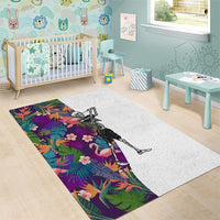 Skeleton Golfer Area Rug with Tropical Flamingo Leaves Pattern and Colorful Floral Background - Wonder Print Shop