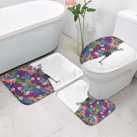 Skeleton Golfer Bathroom Set with Tropical Flamingo Leaves Pattern and Colorful Floral Background - Wonder Print Shop