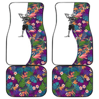 Skeleton Golfer Car Mats with Tropical Flamingo Leaves Pattern and Colorful Floral Background - Wonder Print Shop