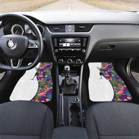 Skeleton Golfer Car Mats with Tropical Flamingo Leaves Pattern and Colorful Floral Background - Wonder Print Shop
