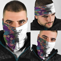 Skeleton Golfer Neck Gaiter with Tropical Flamingo Leaves Pattern and Colorful Floral Background - Wonder Print Shop