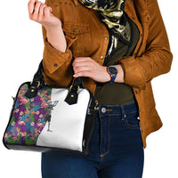 Skeleton Golfer Shoulder Handbag with Tropical Flamingo Leaves Pattern and Colorful Floral Background - Wonder Print Shop