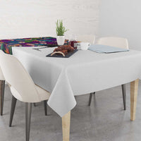 Skeleton Golfer Tablecloth with Tropical Flamingo Leaves Pattern and Colorful Floral Background - Wonder Print Shop