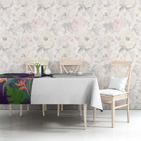 Skeleton Golfer Tablecloth with Tropical Flamingo Leaves Pattern and Colorful Floral Background - Wonder Print Shop