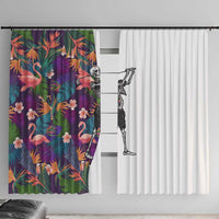 Skeleton Golfer Window Curtain with Tropical Flamingo Leaves Pattern and Colorful Floral Background - Wonder Print Shop
