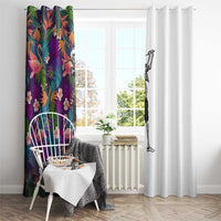 Skeleton Golfer Window Curtain with Tropical Flamingo Leaves Pattern and Colorful Floral Background - Wonder Print Shop