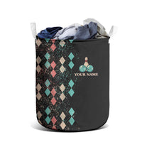 Custom Bowling Balls Laundry Basket with Does This Shirt Make My Balls Look Big Quote and Retro Argyle Pattern - Wonder Print Shop