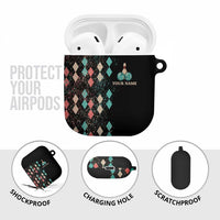 Custom Bowling Balls AirPods Case with Does This Shirt Make My Balls Look Big Quote and Retro Argyle Pattern - Wonder Print Shop