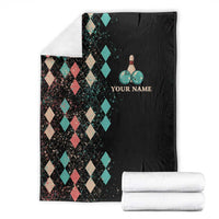 Custom Bowling Balls Blanket with Does This Shirt Make My Balls Look Big Quote and Retro Argyle Pattern - Wonder Print Shop