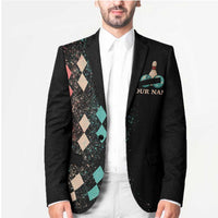 Custom Bowling Balls Blazer with Does This Shirt Make My Balls Look Big Quote and Retro Argyle Pattern - Wonder Print Shop