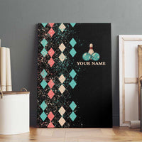 Custom Bowling Balls Canvas Wall Art with Does This Shirt Make My Balls Look Big Quote and Retro Argyle Pattern - Wonder Print Shop