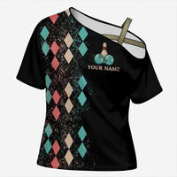 Custom Bowling Balls Cross Shoulder Shirt with Does This Shirt Make My Balls Look Big Quote and Retro Argyle Pattern - Wonder Print Shop