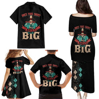 Custom Bowling Balls Family Matching Puletasi and Hawaiian Shirt with Does This Shirt Make My Balls Look Big Quote and Retro Argyle Pattern - Wonder Print Shop