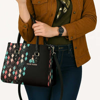 Custom Bowling Balls Leather Bag with Does This Shirt Make My Balls Look Big Quote and Retro Argyle Pattern - Wonder Print Shop