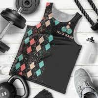 Custom Bowling Balls Men Tank Top with Does This Shirt Make My Balls Look Big Quote and Retro Argyle Pattern - Wonder Print Shop