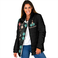 Custom Bowling Balls Padded Jacket with Does This Shirt Make My Balls Look Big Quote and Retro Argyle Pattern - Wonder Print Shop