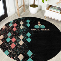 Custom Bowling Balls Round Carpet with Does This Shirt Make My Balls Look Big Quote and Retro Argyle Pattern - Wonder Print Shop