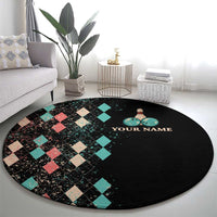 Custom Bowling Balls Round Carpet with Does This Shirt Make My Balls Look Big Quote and Retro Argyle Pattern - Wonder Print Shop