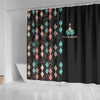 Custom Bowling Balls Shower Curtain with Does This Shirt Make My Balls Look Big Quote and Retro Argyle Pattern - Wonder Print Shop