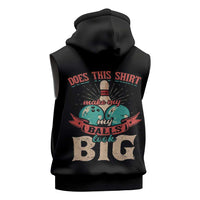 Custom Bowling Balls Sleeveless Hoodie with Does This Shirt Make My Balls Look Big Quote and Retro Argyle Pattern - Wonder Print Shop