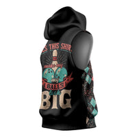 Custom Bowling Balls Sleeveless Hoodie with Does This Shirt Make My Balls Look Big Quote and Retro Argyle Pattern - Wonder Print Shop