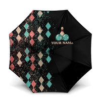 Custom Bowling Balls Umbrella with Does This Shirt Make My Balls Look Big Quote and Retro Argyle Pattern - Wonder Print Shop