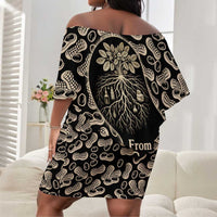 George Washington Carver Off Shoulder Short Dress Peanut From Soil Comes Knowledge Quote and Agricultural Roots - Wonder Print Shop