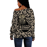 George Washington Carver Off Shoulder Sweater Peanut From Soil Comes Knowledge Quote and Agricultural Roots - Wonder Print Shop