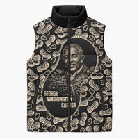 George Washington Carver Sleeveless Puffer Jacket Peanut From Soil Comes Knowledge Quote and Agricultural Roots - Wonder Print Shop