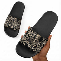 George Washington Carver Slide Sandals Peanut From Soil Comes Knowledge Quote and Agricultural Roots - Wonder Print Shop